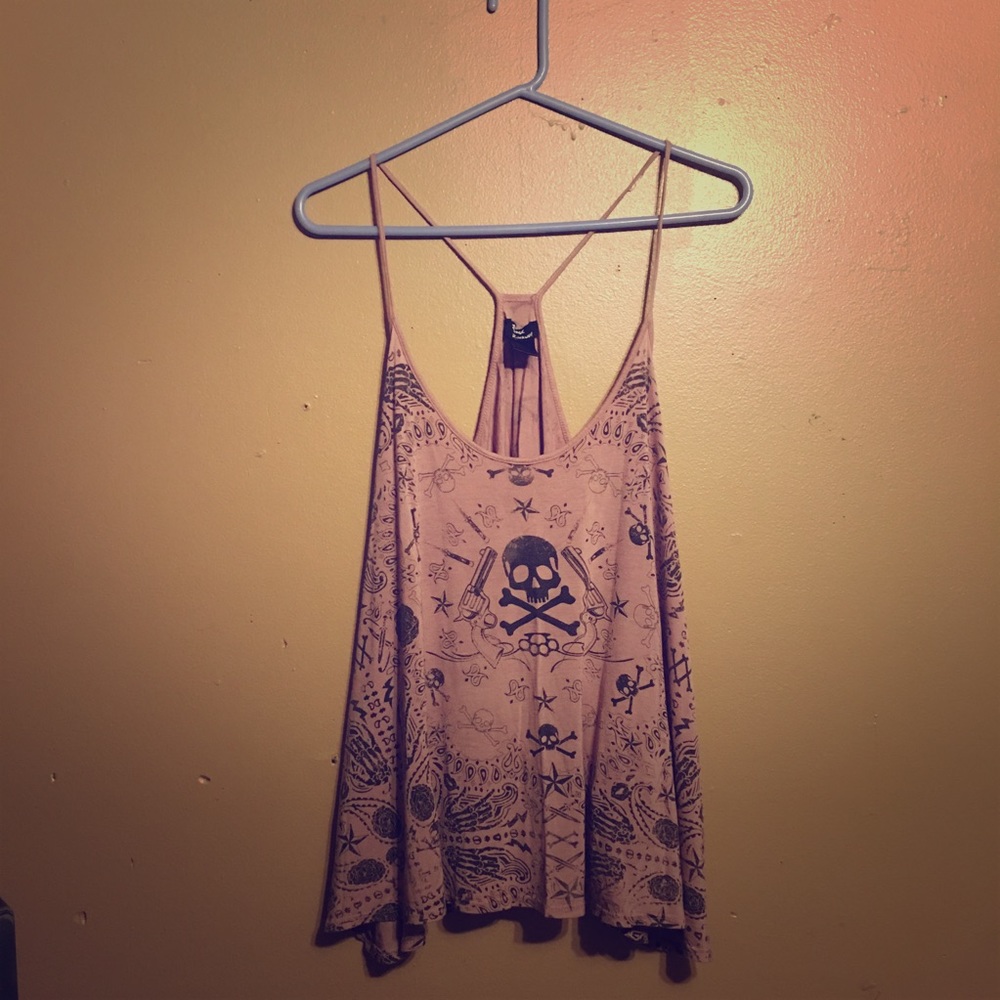 Light pink gangster print tank top